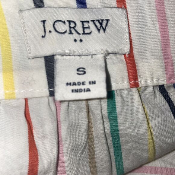 J. CREW WOMEN'S Small MULTICOLOR STRIPE SQUARE NECK SHORT SLEEVE BUTTON TOP - Picture 6 of 7